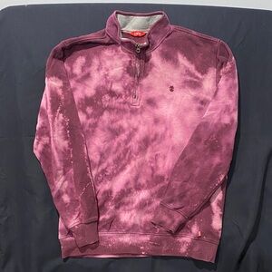 Reworked Izod Men's Bleach Tie-Dye 1/4 Zip Sweatshirt